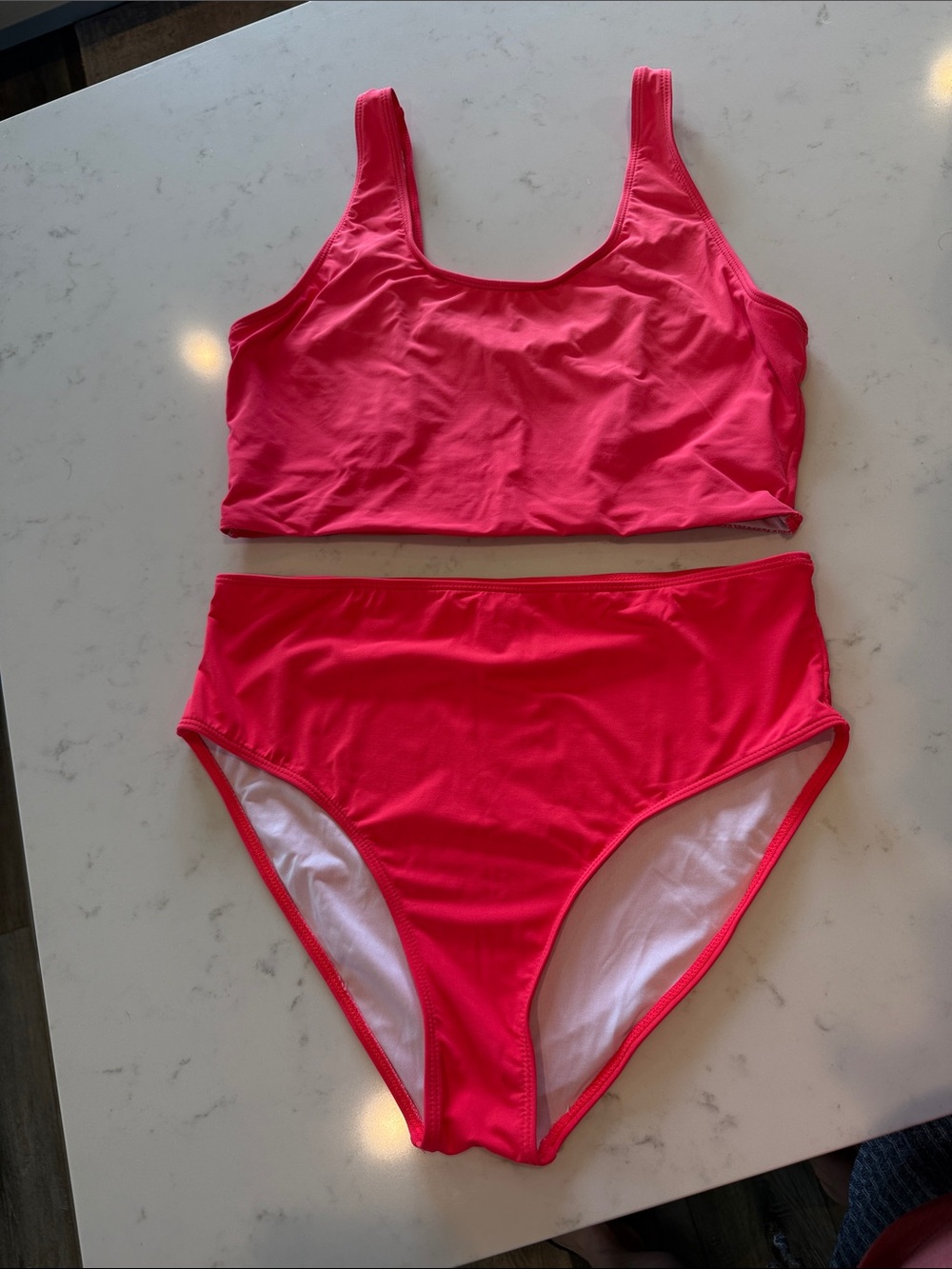 High-Waist Sport Bikini Set in Bright Pink